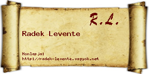 Radek Levente névjegykártya